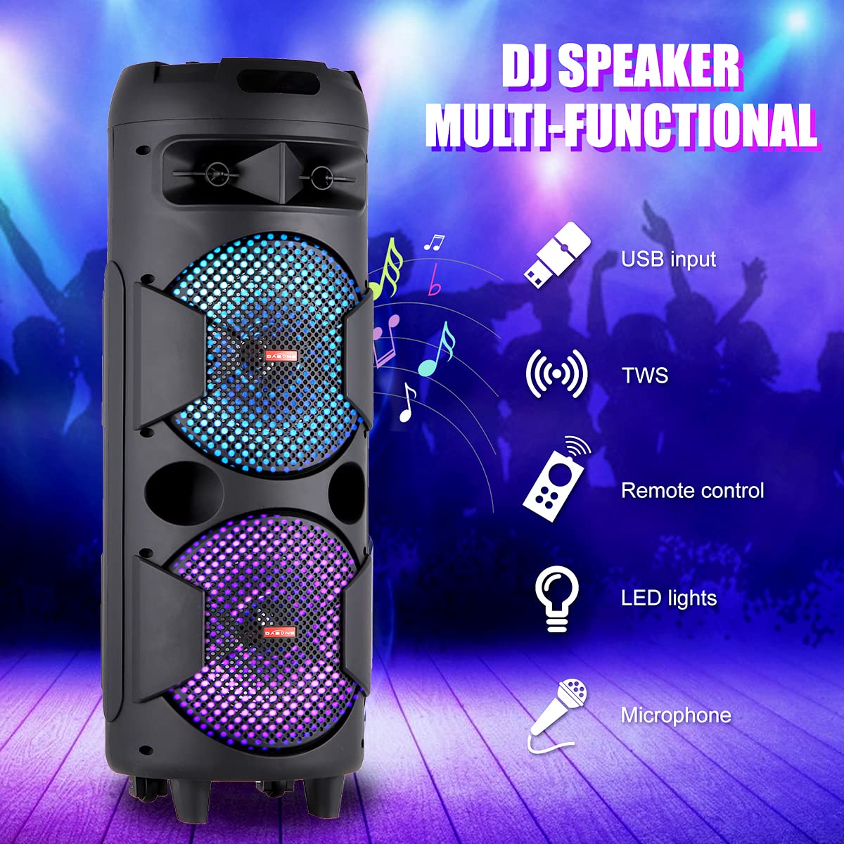 ROXAAN TWS Karaoke PA System Machine Set with Wired Microphone, Wireless Bluetooth Speaker with Remote for Party Events Singing,